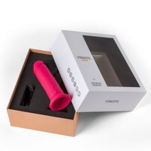 Vibratore senza fili realistico fucsia con telecomando wireless e ventosa per stimolazione intensa.