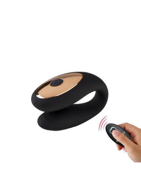 Vibratore wireless nero in silicone per stimolazione simultanea punto G e clitoride