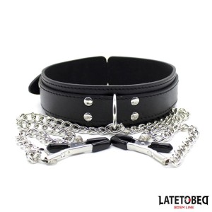 Collare Bondage con Pinzette per Capezzoli