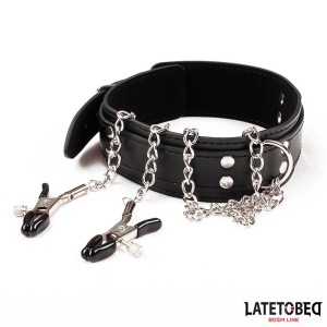 Collare Bondage con Pinzette per Capezzoli