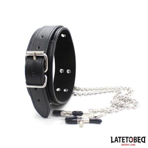 Collare Bondage con Pinzette per Capezzoli