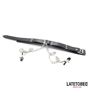 Collare Bondage con Pinzette per Capezzoli